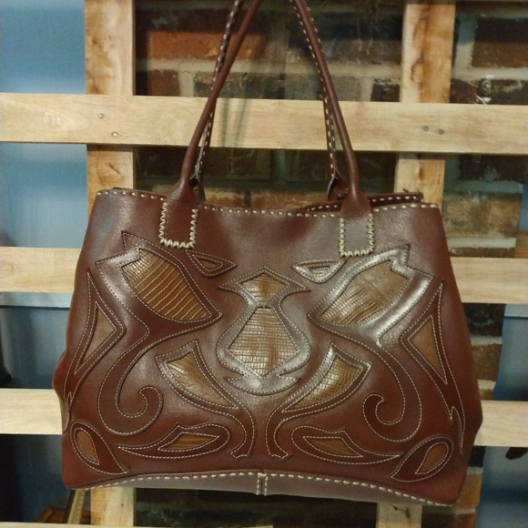 Antonio Melani gorgeous brown leather shoulder bag EUC - Picture 2 of 16